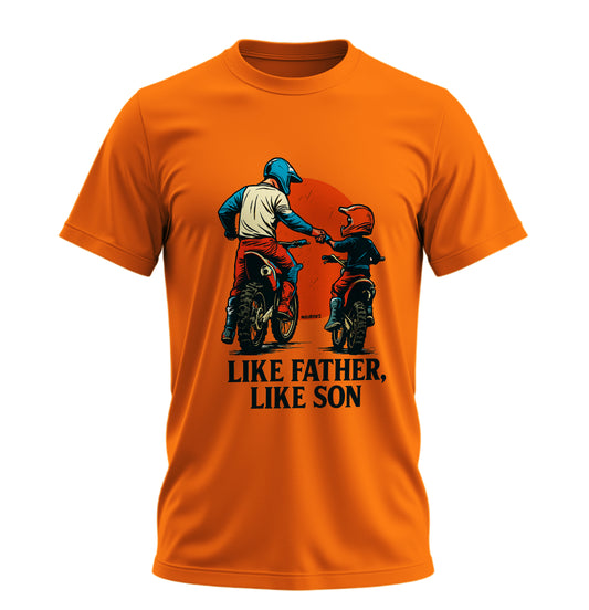 Like Father, Like Son - Baba Oğul - Unisex Rahat Kalıp Baskılı Tişört - Moto Garage Collection