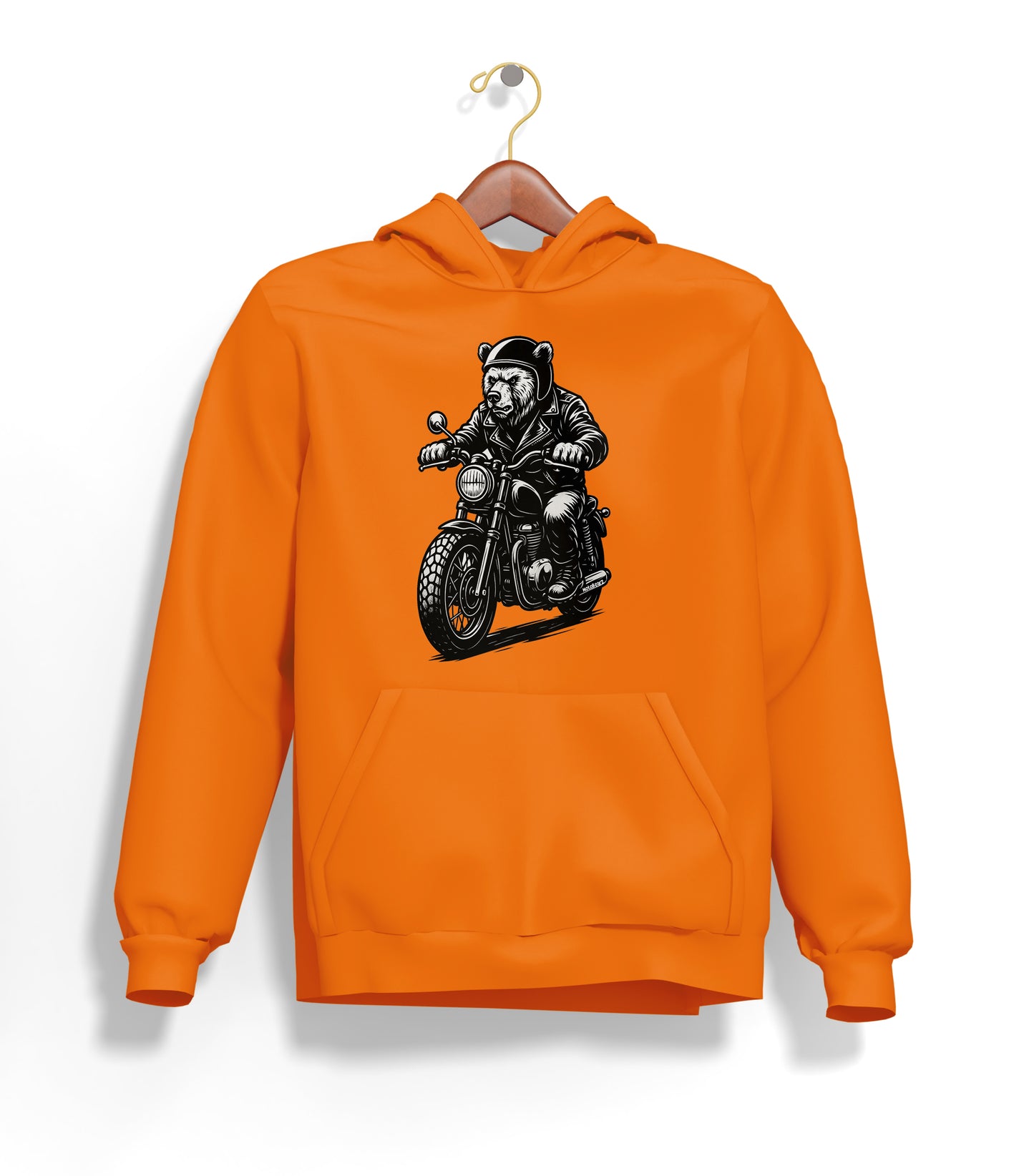 Black N White BearZ Hoodie – Şardonlu Kalın Unisex Motosiklet Kapüşonlu Sweatshirt - Hoodie Collection