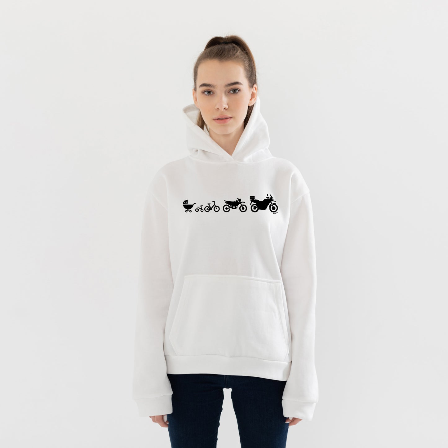 Bir Motosikletin Evrimi Hoodie – Şardonlu Kalın Unisex Motosiklet Kapüşonlu Sweatshirt - Hoodie Collection