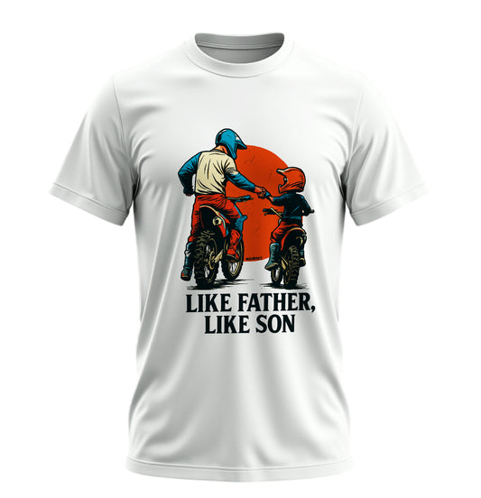 Like Father, Like Son - Baba Oğul - Unisex Rahat Kalıp Baskılı Tişört - Moto Garage Collection