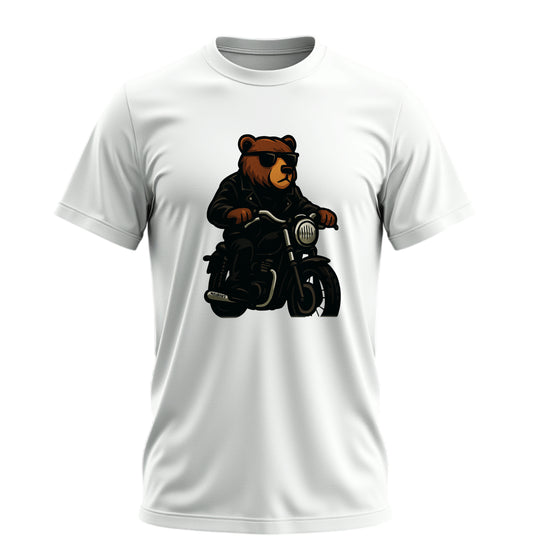 Bear N Ride - 10 Farklı Renk - Unisex Rahat Kalıp Baskılı Tişört - BearZ Collection