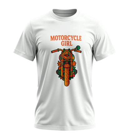 The Motorcycle Girl  - 10 Farklı Renk - Unisex Rahat Kalıp Baskılı Tişört - Moto Garage Collection