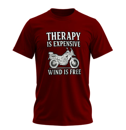 Therapy is Expensive, Wind is Free - Unisex Rahat Kalıp Baskılı Tişört - Moto Garage Collection