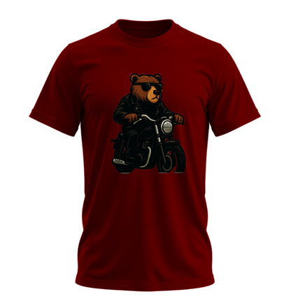 Bear N Ride - 10 Farklı Renk - Unisex Rahat Kalıp Baskılı Tişört - BearZ Collection