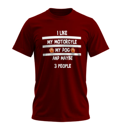 Motosiklet,Köpeğim ve 3 Kişi - 10 Farklı Renk - Unisex Rahat Kalıp Baskılı Tişört - Moto Garage Collection