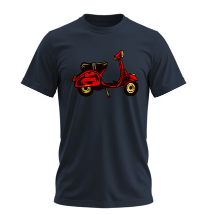 Red Scooter Nostalgia - 10 Farklı Renk - Unisex Rahat Kalıp Baskılı Tişört - Moto Garage Collection