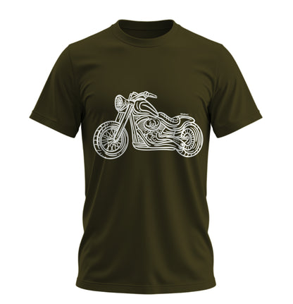 Chopper Line - 10 Farklı Renk - Unisex Rahat Kalıp Baskılı Tişört - Moto Garage Collection