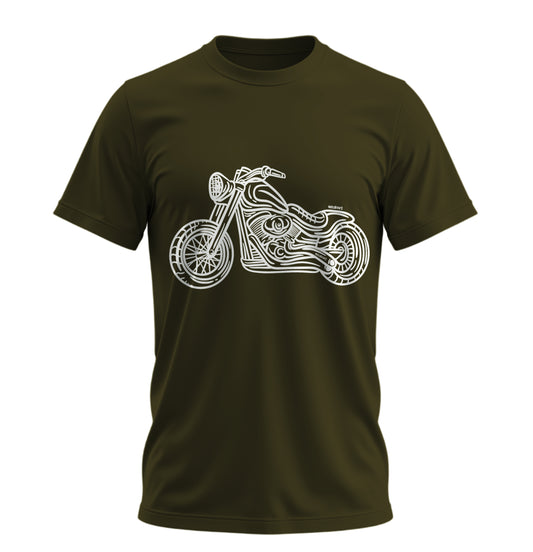 Chopper Line - 10 Farklı Renk - Unisex Rahat Kalıp Baskılı Tişört - Moto Garage Collection