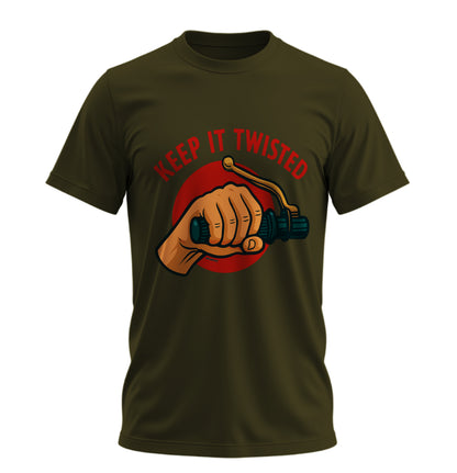 Keep It Twisted - Unisex Rahat Kalıp Baskılı Tişört - Moto Garage Collection
