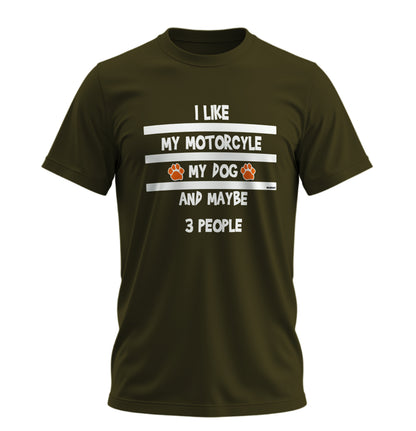 Motosiklet,Köpeğim ve 3 Kişi - 10 Farklı Renk - Unisex Rahat Kalıp Baskılı Tişört - Moto Garage Collection