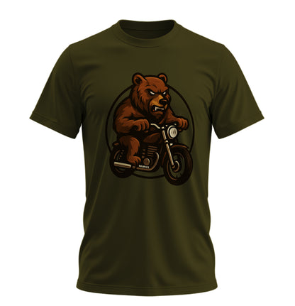 Wild Bear Ride - 10 Farklı Renk - Unisex Rahat Kalıp Baskılı Tişört - BearZ Collection
