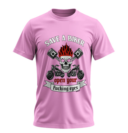 Save a Biker - Unisex Rahat Kalıp Baskılı Tişört - Moto Garage Collection