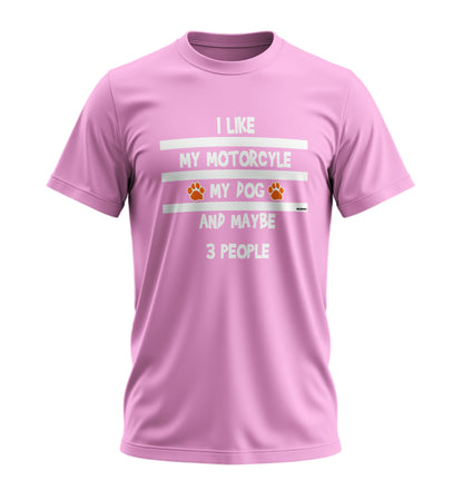 Motosiklet,Köpeğim ve 3 Kişi - 10 Farklı Renk - Unisex Rahat Kalıp Baskılı Tişört - Moto Garage Collection