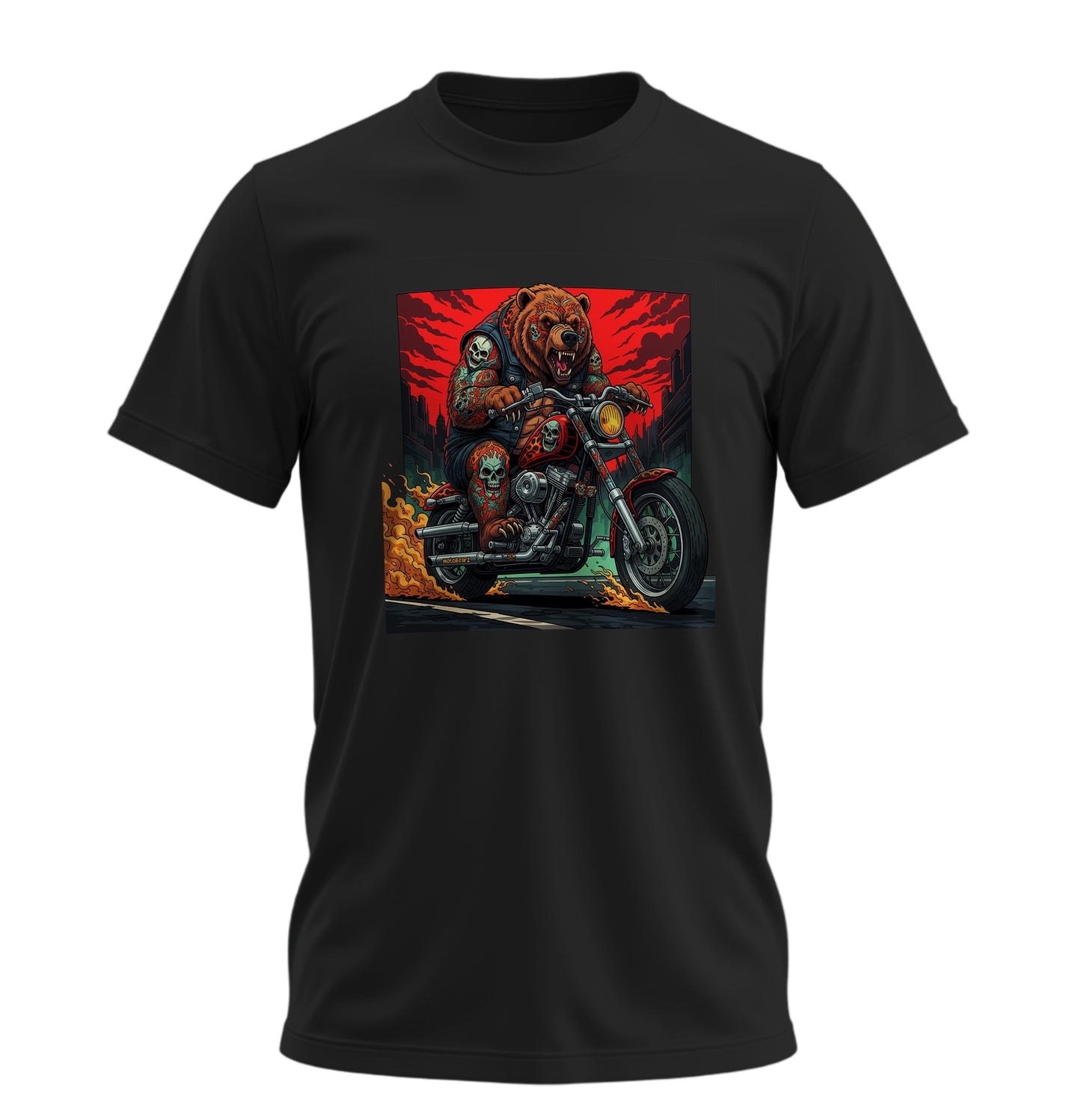 Fire on BearZ - 10 Farklı Renk - Unisex Rahat Kalıp Baskılı Tişört - BearZ Collection