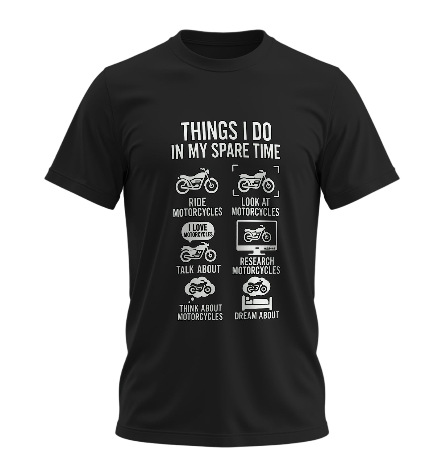 Boş Zamanlarımda Yaptıklarım Motosiklet - Unisex Rahat Kalıp Baskılı Tişört - Moto Garage Collection