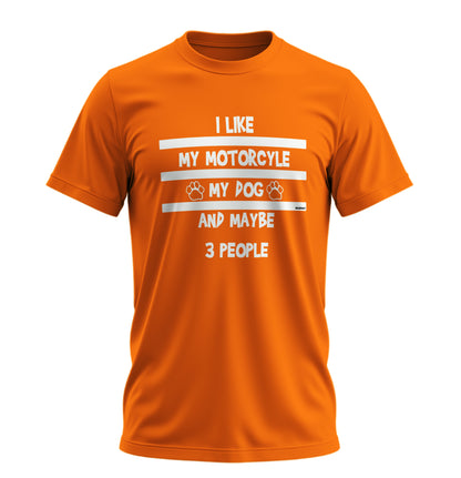 Motosiklet,Köpeğim ve 3 Kişi - 10 Farklı Renk - Unisex Rahat Kalıp Baskılı Tişört - Moto Garage Collection