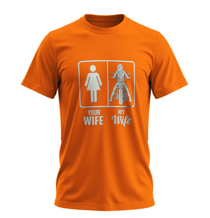 Your Wife - My Wife Motosiklet - Unisex Rahat Kalıp Baskılı Tişört - Moto Garage Collection