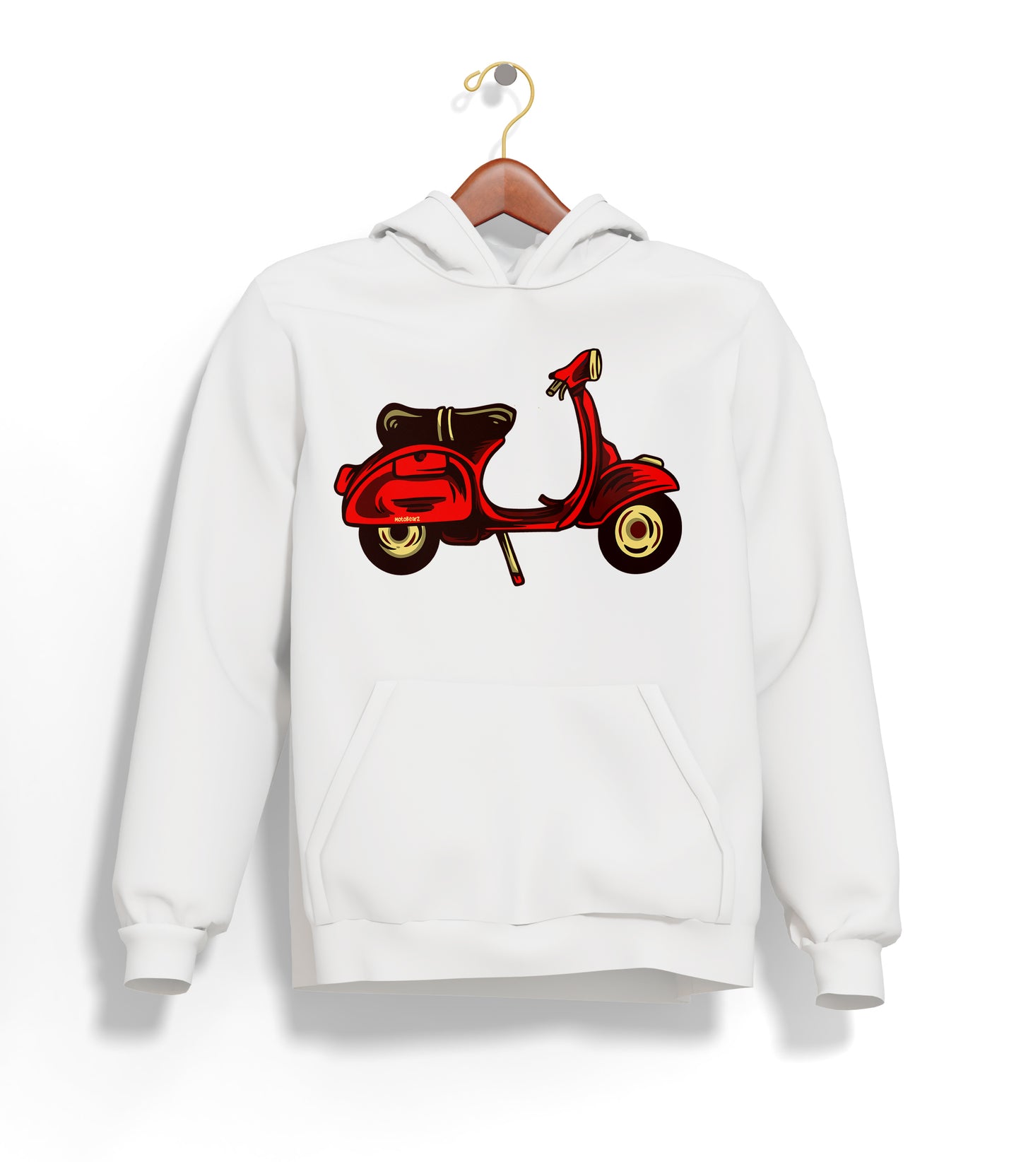 Red Scooter Nostalgia Hoodie – Şardonlu Kalın Unisex Motosiklet Kapüşonlu Sweatshirt - Hoodie Collection