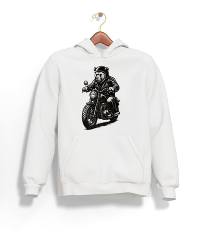 Black N White BearZ Hoodie – Şardonlu Kalın Unisex Motosiklet Kapüşonlu Sweatshirt - Hoodie Collection
