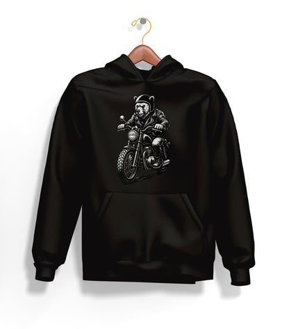 Black N White BearZ Hoodie – Şardonlu Kalın Unisex Motosiklet Kapüşonlu Sweatshirt - Hoodie Collection