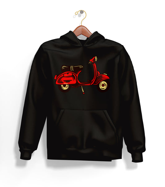 Red Scooter Nostalgia Hoodie – Şardonlu Kalın Unisex Motosiklet Kapüşonlu Sweatshirt - Hoodie Collection