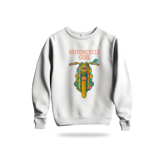The Motorcycle Girl Sweatshirt Baskılı Bisiklet Yaka – Unisex Sweat Collection