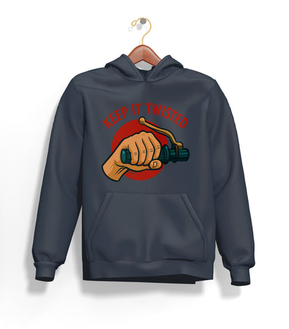Keep It Twisted Hoodie – Şardonlu Kalın Unisex Motosiklet Kapüşonlu Sweatshirt - Hoodie Collection