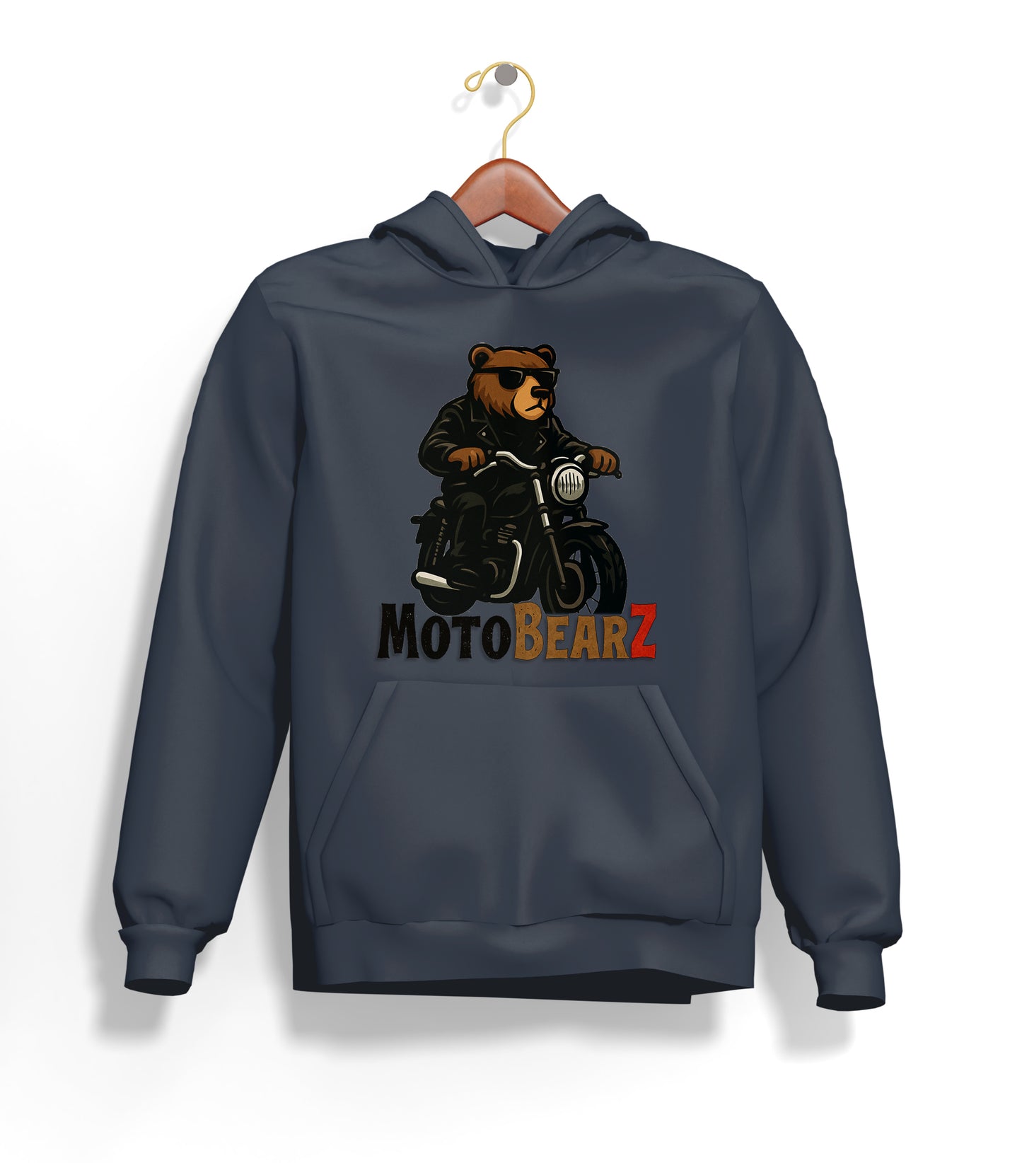 Bear Rides Bike Hoodie – Şardonlu Kalın Unisex Motosiklet Kapüşonlu Sweatshirt - Hoodie Collection
