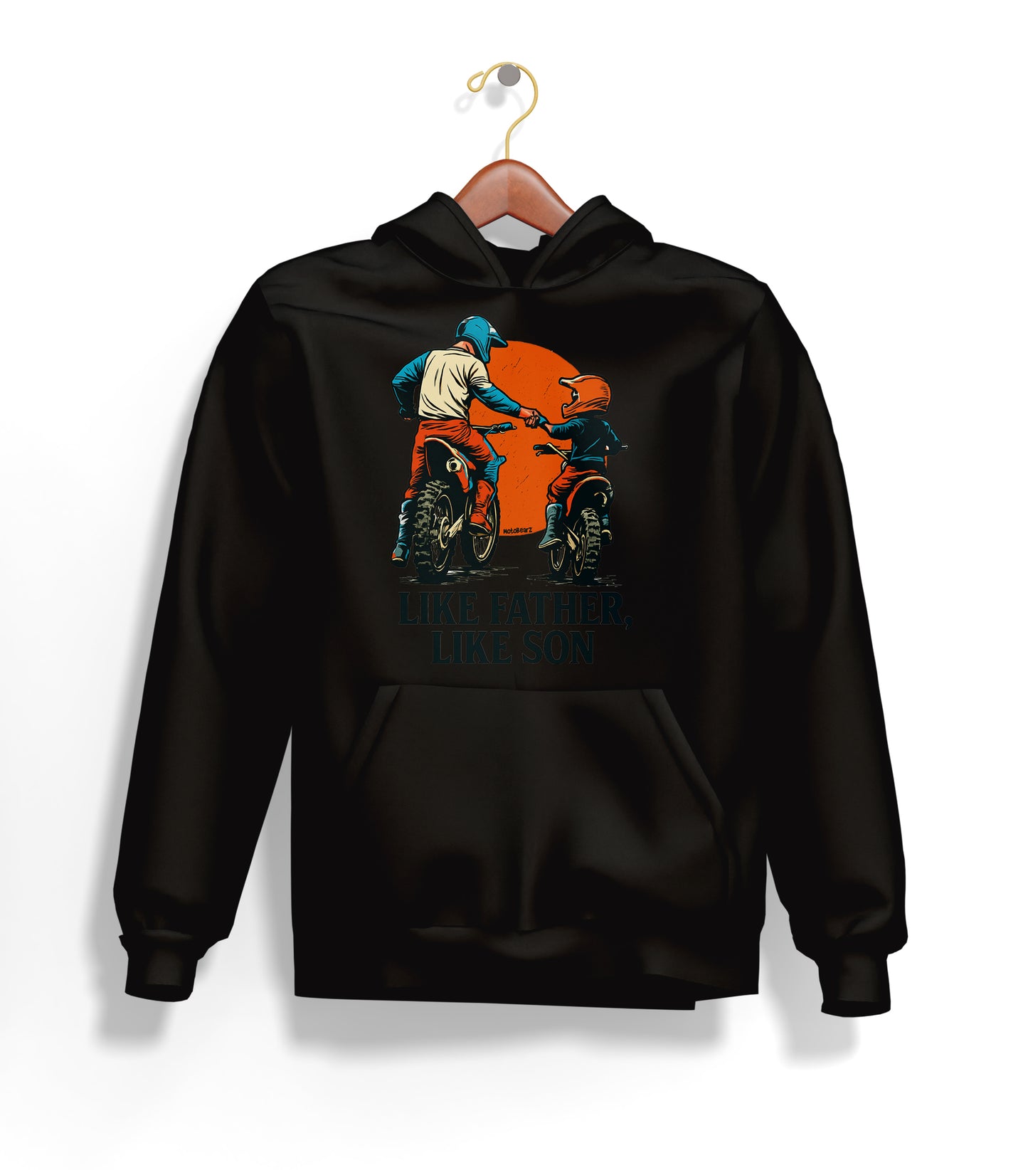 Like Father, Like Son - Baba Oğul Hoodie – Şardonlu Kalın Unisex Motosiklet Kapüşonlu Sweatshirt - Hoodie Collection