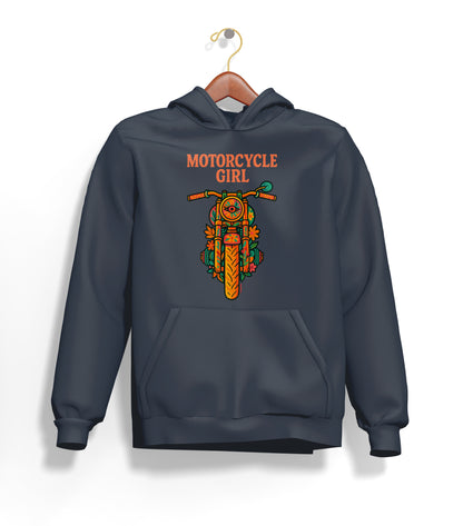 The Motorcycle Girl Hoodie – Şardonlu Kalın Unisex Motosiklet Kapüşonlu Sweatshirt - Hoodie Collection