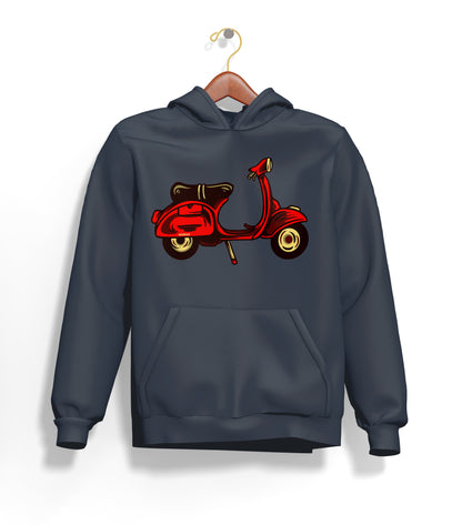 Red Scooter Nostalgia Hoodie – Şardonlu Kalın Unisex Motosiklet Kapüşonlu Sweatshirt - Hoodie Collection