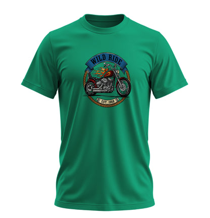 Wild Ride Motosiklet - 10 Farklı Renk - Unisex Rahat Kalıp Baskılı Tişört - Moto Garage Collection