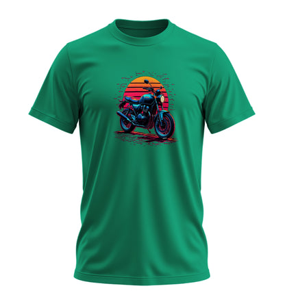 Retro Motosiklet - 10 Farklı Renk - Unisex Rahat Kalıp Baskılı Tişört - Moto Garage Collection