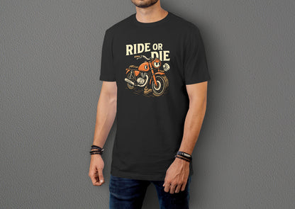 Ride or Die - 10 Farklı Renk - Unisex Rahat Kalıp Baskılı Tişört - Moto Garage Collection