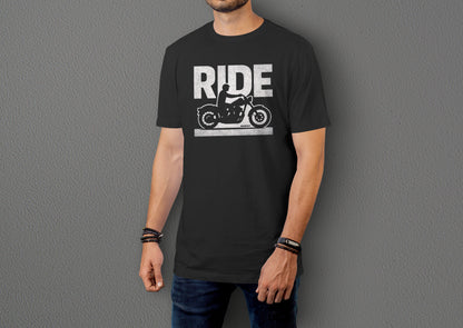 Ride - 10 Farklı Renk - Unisex Rahat Kalıp Baskılı Tişört - Moto Garage Collection