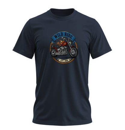 Wild Ride Motosiklet - 10 Farklı Renk - Unisex Rahat Kalıp Baskılı Tişört - Moto Garage Collection