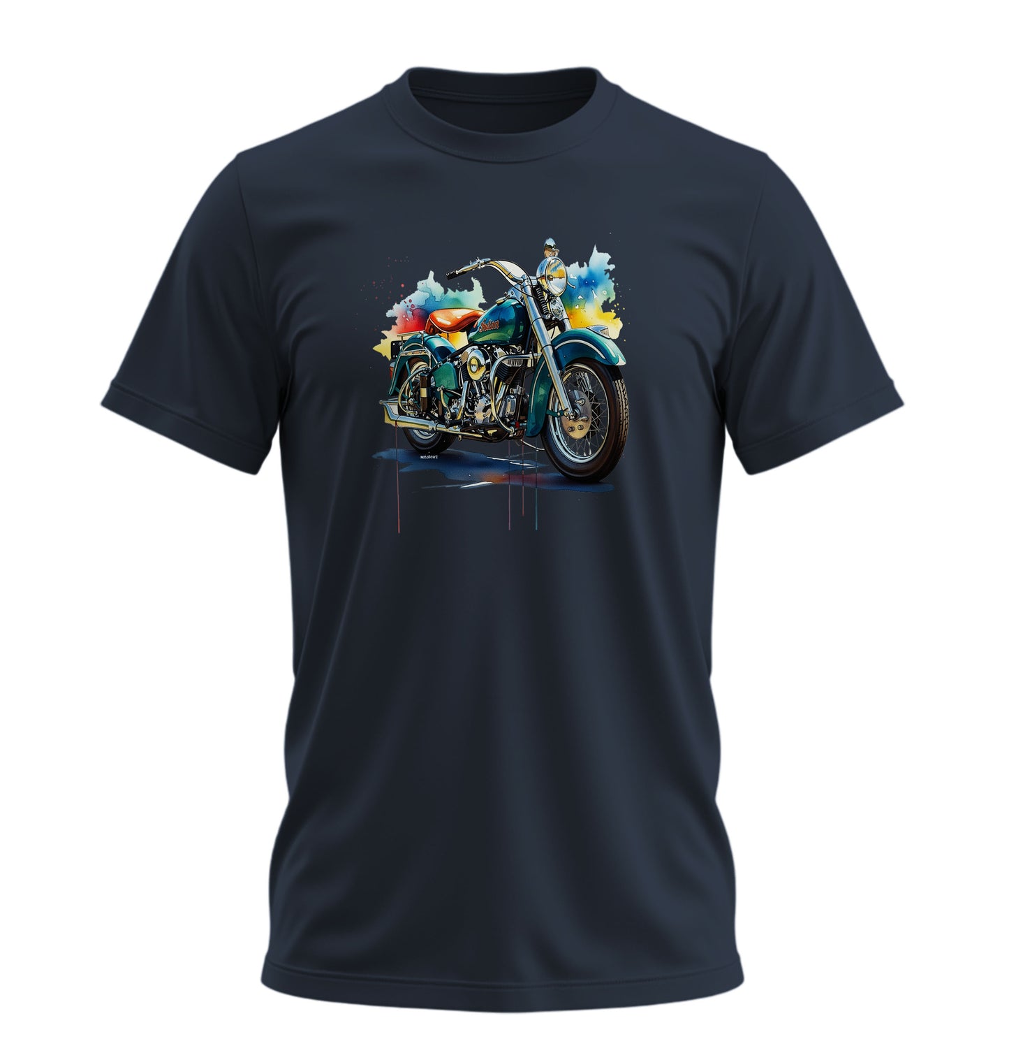 Suluboya Motosiklet - 10 Farklı Renk - Unisex Rahat Kalıp Baskılı Tişört - Moto Garage Collection