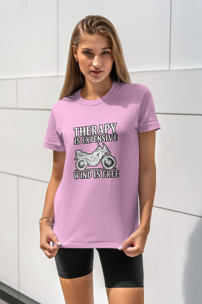 Therapy is Expensive, Wind is Free - Unisex Rahat Kalıp Baskılı Tişört - Moto Garage Collection