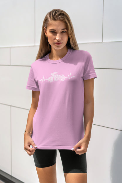 Heart Beat Kalp Atışı Biker - 10 Farklı Renk - Unisex Rahat Kalıp Baskılı Tişört - Moto Garage Collection