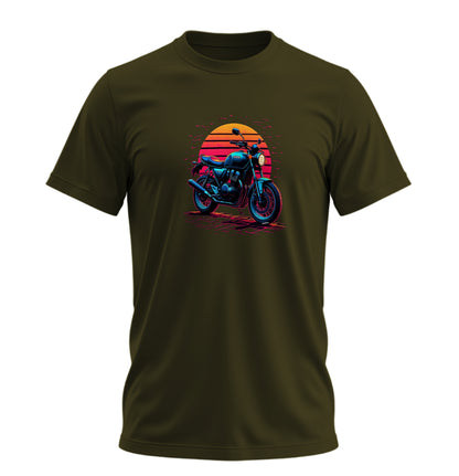 Retro Motosiklet - 10 Farklı Renk - Unisex Rahat Kalıp Baskılı Tişört - Moto Garage Collection