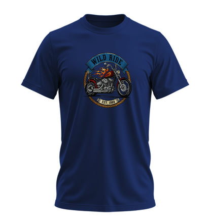 Wild Ride Motosiklet - 10 Farklı Renk - Unisex Rahat Kalıp Baskılı Tişört - Moto Garage Collection