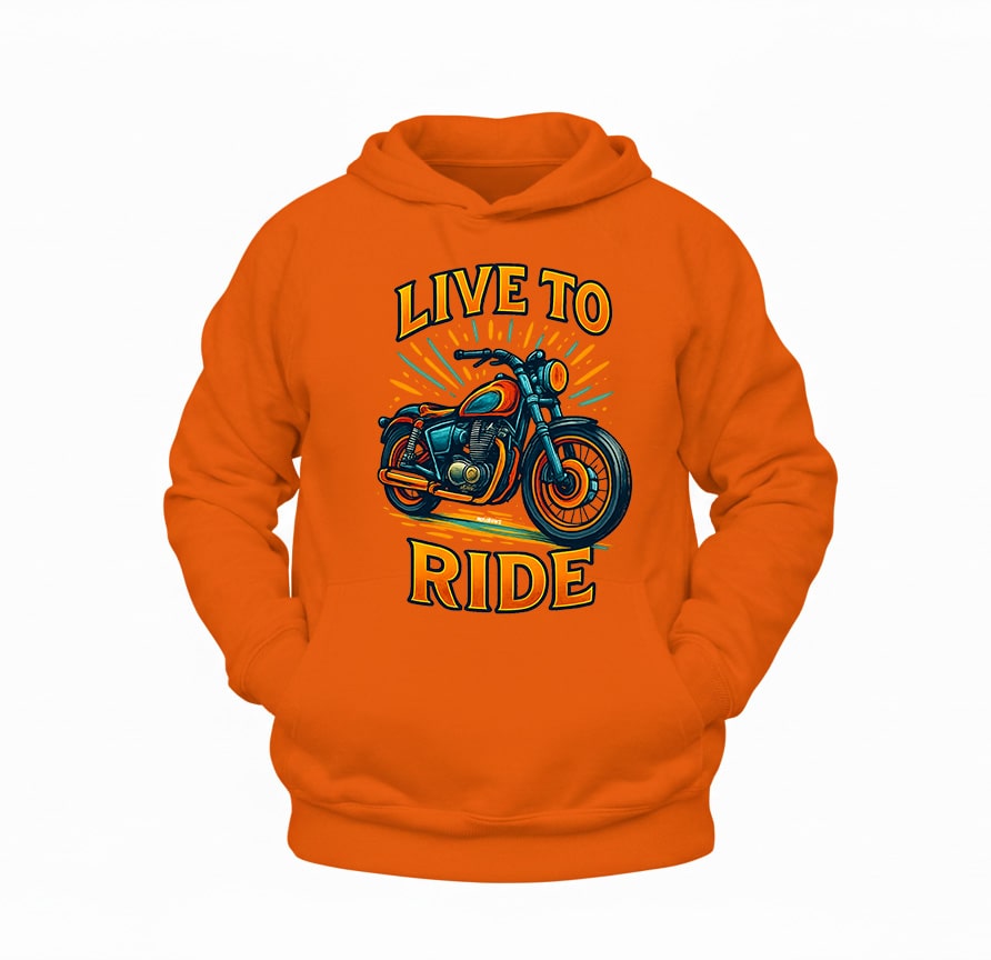 Live to Ride Motosiklet Hoodie – Şardonlu Kalın Unisex Motosiklet Kapüşonlu Sweatshirt - Hoodie Collection