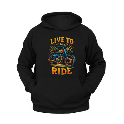 Live to Ride Motosiklet Hoodie – Şardonlu Kalın Unisex Motosiklet Kapüşonlu Sweatshirt - Hoodie Collection