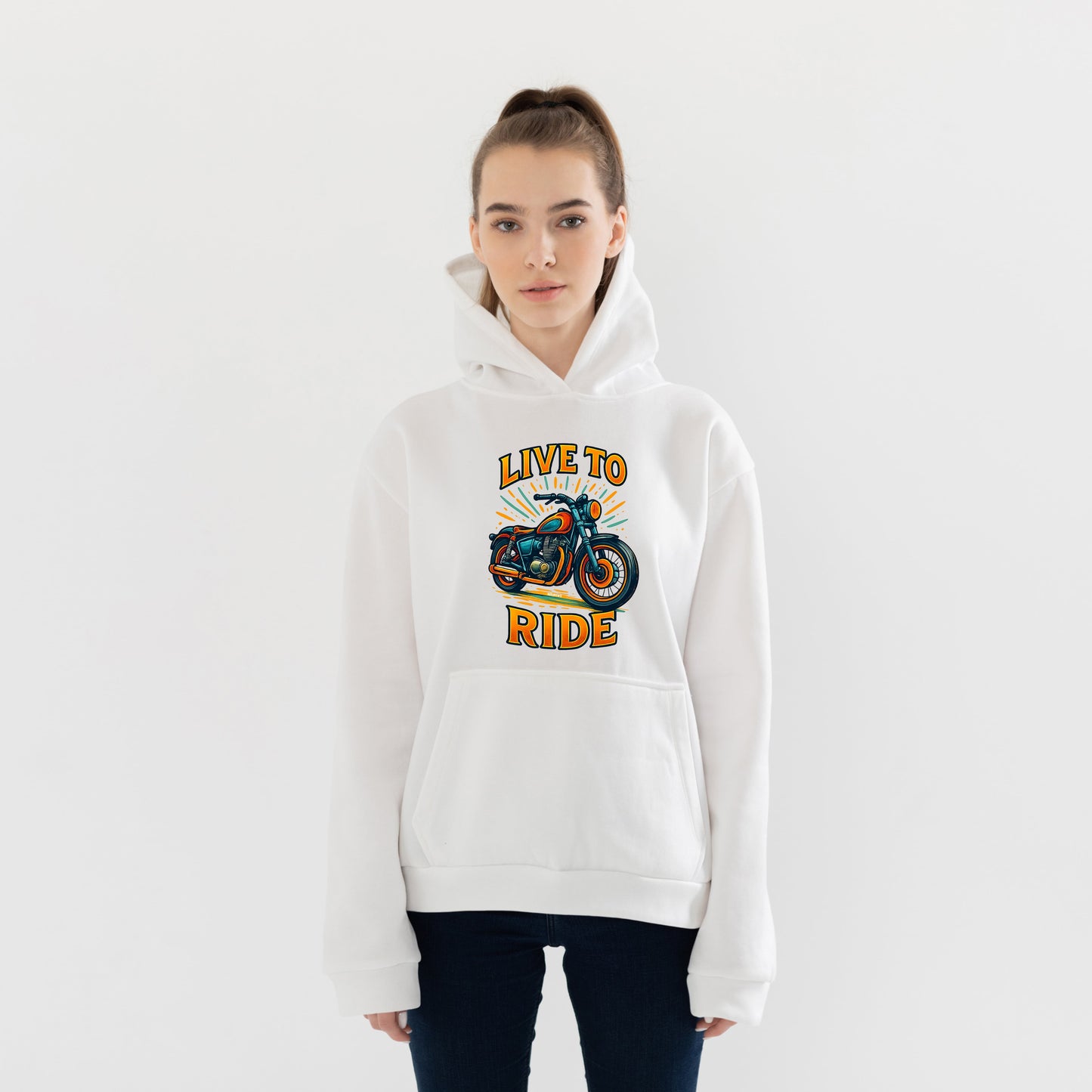 Live to Ride Motosiklet Hoodie – Şardonlu Kalın Unisex Motosiklet Kapüşonlu Sweatshirt - Hoodie Collection