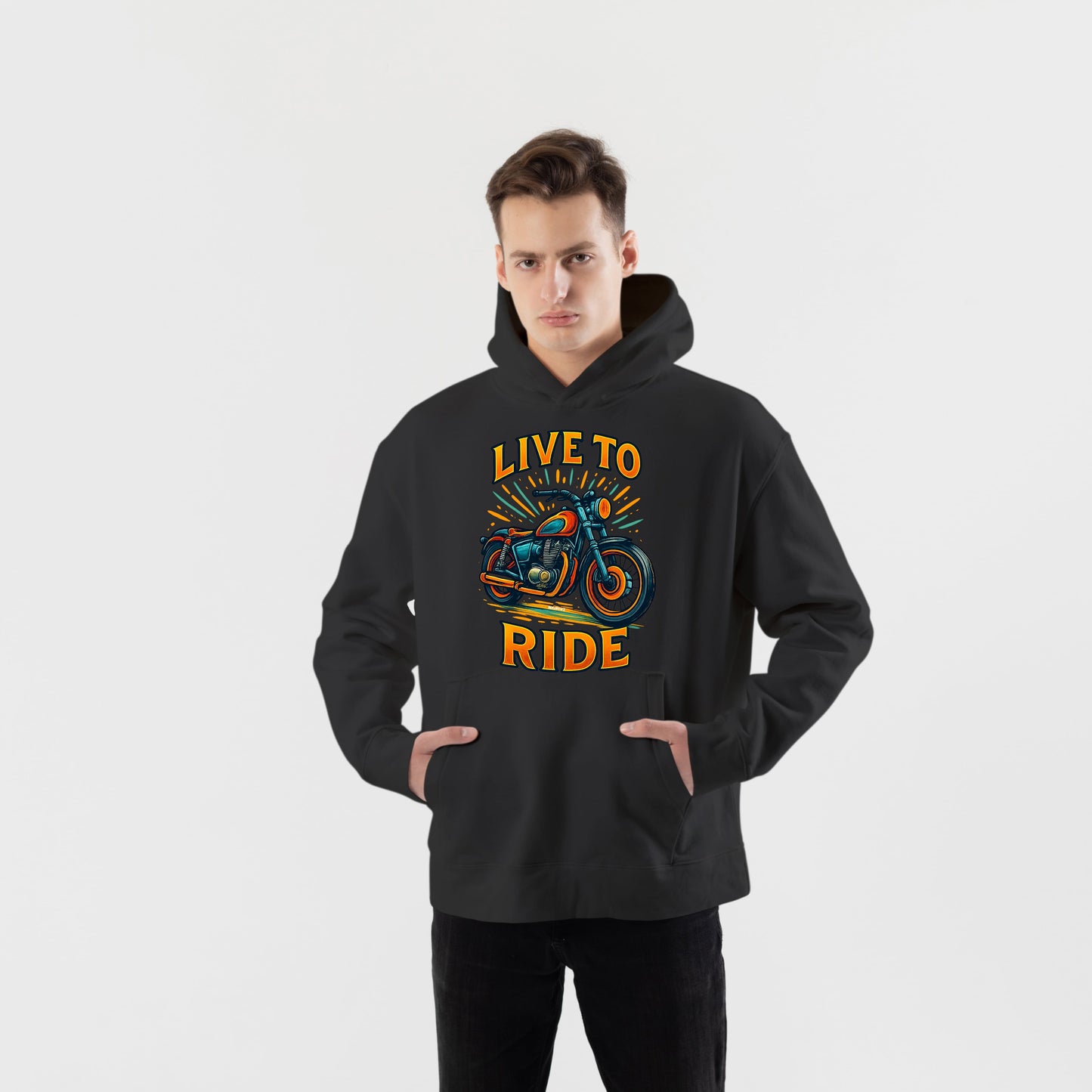 Live to Ride Motosiklet Hoodie – Şardonlu Kalın Unisex Motosiklet Kapüşonlu Sweatshirt - Hoodie Collection