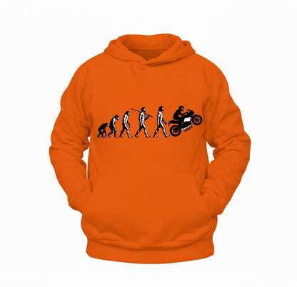 Bir Motorcunun Evrimi Motosiklet Hoodie – Şardonlu Kalın Unisex Motosiklet Kapüşonlu Sweatshirt - Hoodie Collection