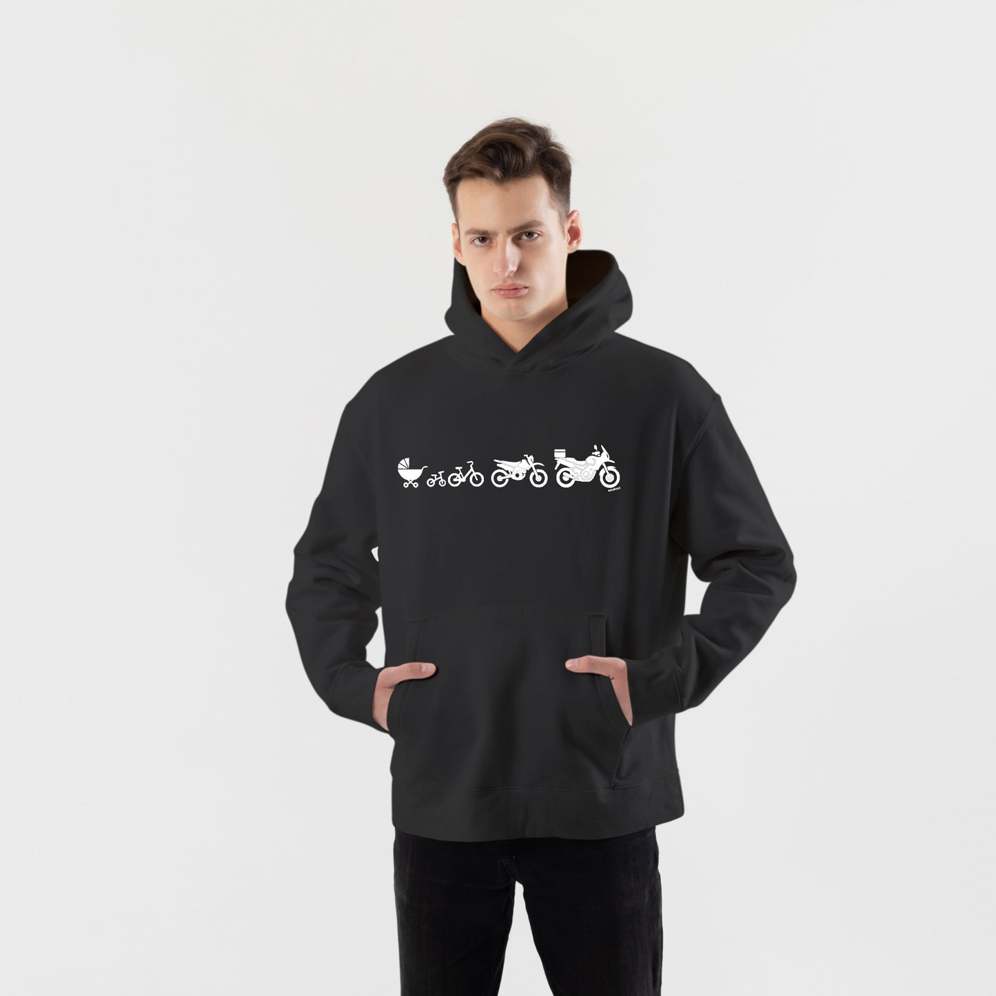 Bir Motosikletin Evrimi Hoodie – Şardonlu Kalın Unisex Motosiklet Kapüşonlu Sweatshirt - Hoodie Collection