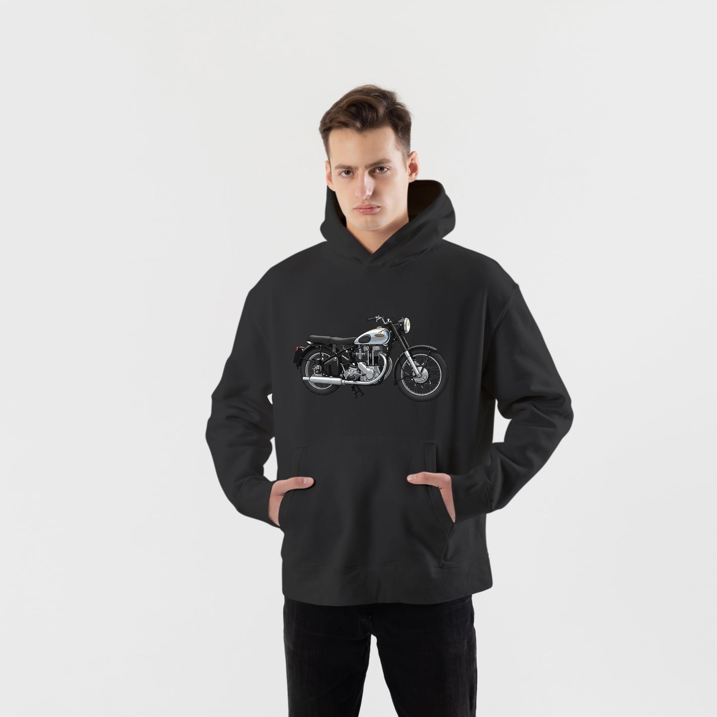 Nostaljik Motosiklet Hoodie – Şardonlu Kalın Unisex Motosiklet Kapüşonlu Sweatshirt - Hoodie Collection