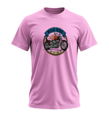 Wild Ride Motosiklet - 10 Farklı Renk - Unisex Rahat Kalıp Baskılı Tişört - Moto Garage Collection