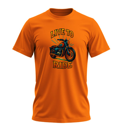 Live To Ride Motosiklet - 10 Farklı Renk - Unisex Rahat Kalıp Baskılı Tişört - Moto Garage Collection